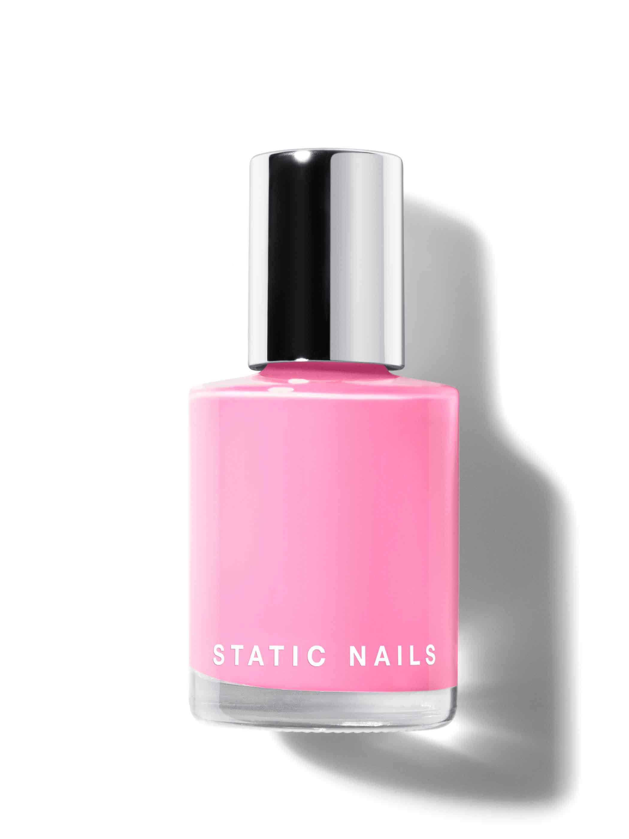 Neon pastel pink, full-coverage nail polish