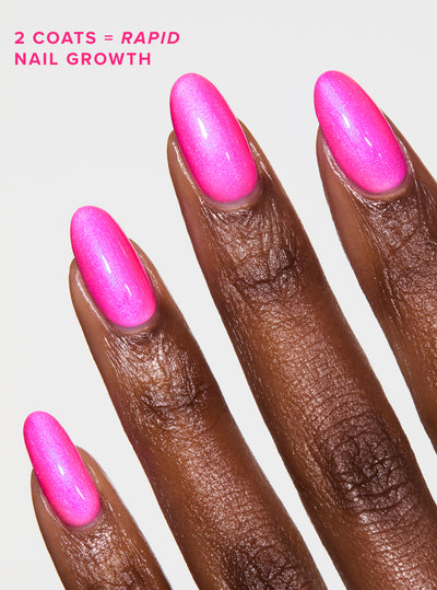 HIBISCUS HEAT 5-IN-1 RAPID GROWTH NAIL TREATMENTBest performing treatment nail polish, long lasting and clinically proven to create longer, stronger nails. One step nail polish. 

Neon hot pink with iridescent holographic hot pink and purple color shift