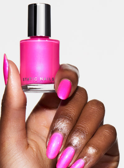 HIBISCUS HEAT 5-IN-1 RAPID GROWTH NAIL TREATMENTBest performing treatment nail polish, long lasting and clinically proven to create longer, stronger nails. One step nail polish. 

Neon hot pink with iridescent holographic hot pink and purple color shift
