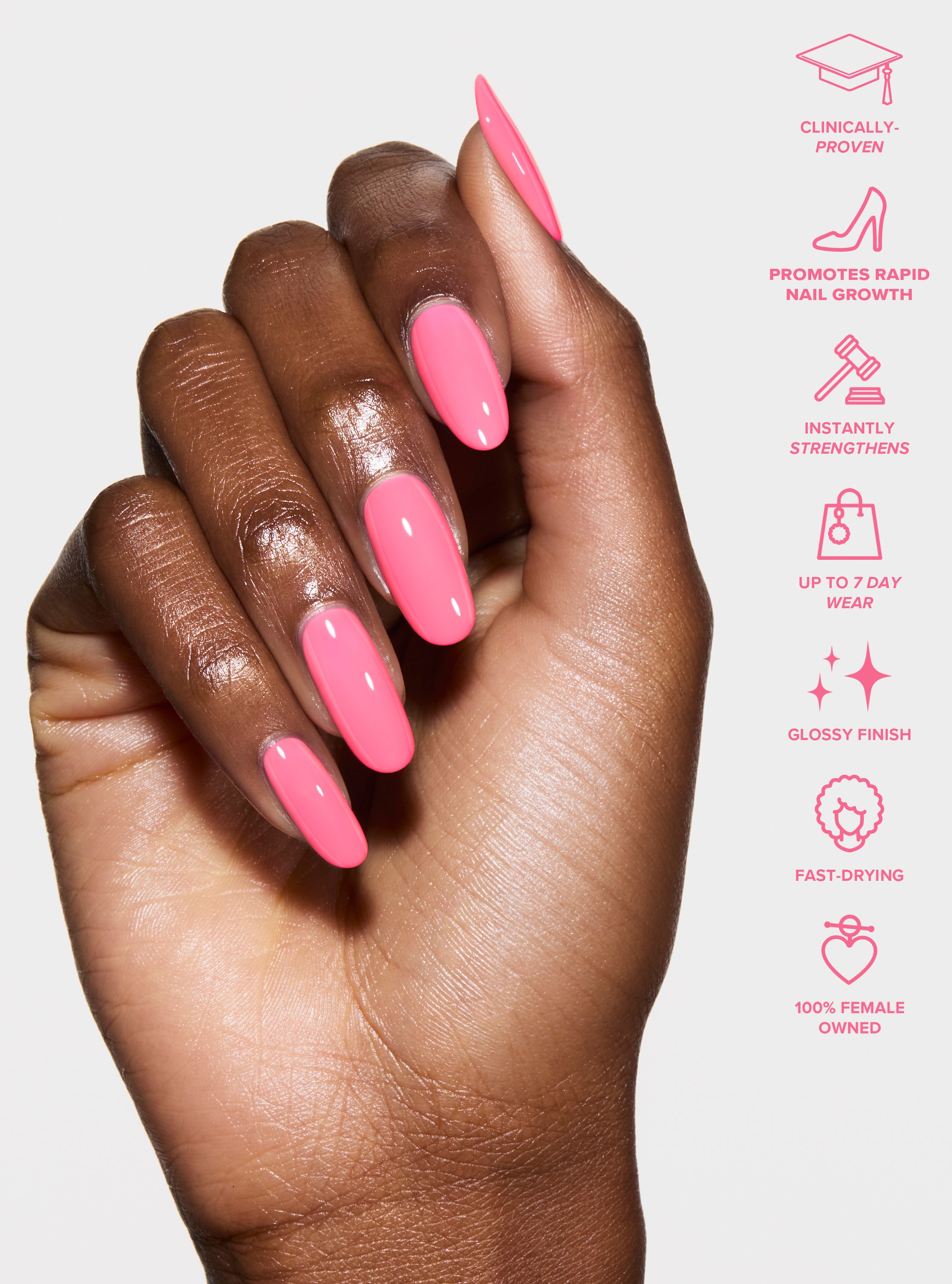  neon pink treatment nail polish for longer stronger nails clinically proven quick dry nail polish
