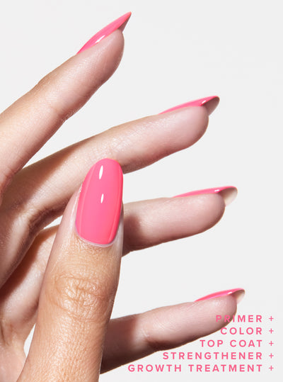 JUICY FLORA 5-IN-1 RAPID GROWTH NAIL TREATMENT neon pink treatment nail polish for longer stronger nails clinically proven quick dry nail polish