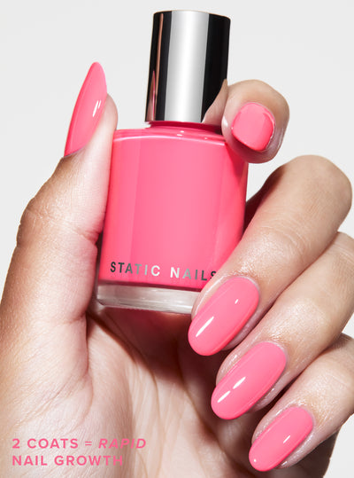 JUICY FLORA 5-IN-1 RAPID GROWTH NAIL TREATMENT neon pink treatment nail polish for longer stronger nails clinically proven quick dry nail polish