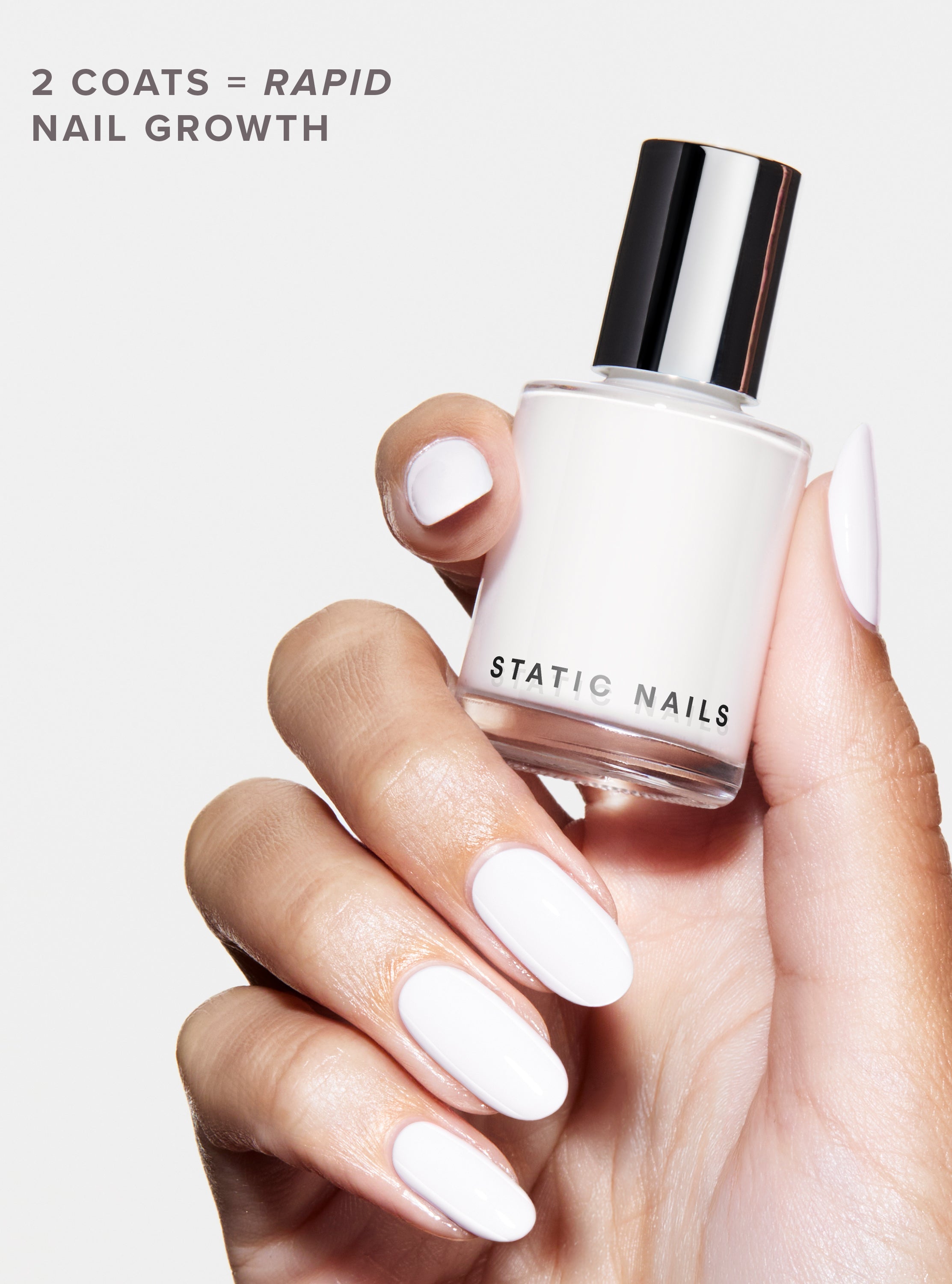 Best performing treatment nail polish, long lasting and clinically proven to create longer, stronger nails. One step nail polish. 

White nail polish, best nail polish color for a summer white
