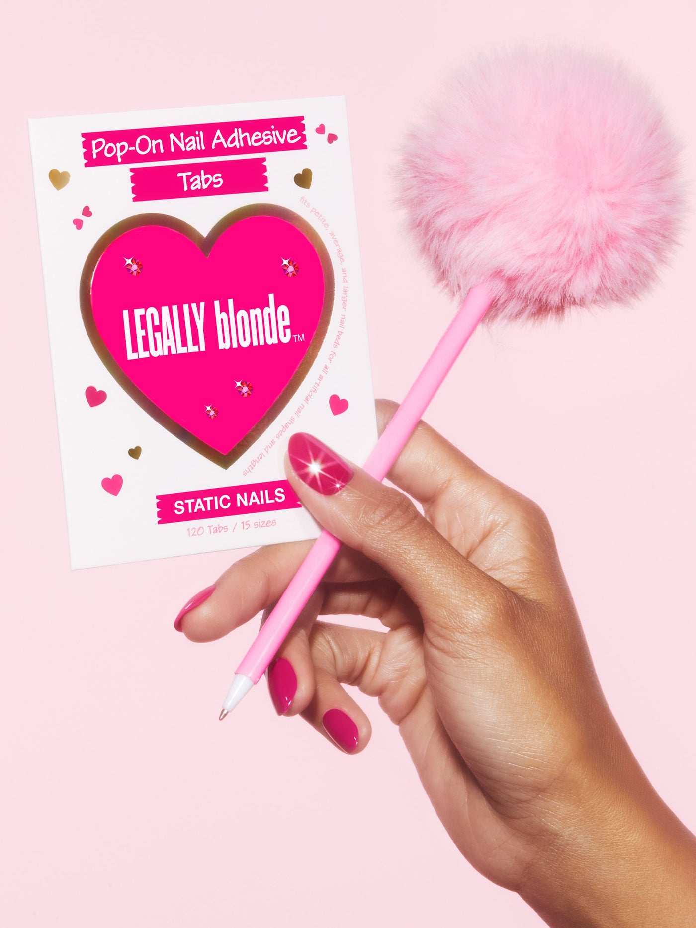 LEGALLY BLONDE X STATIC NAILS PINK FLUFFY PEN