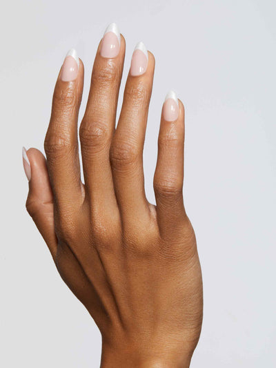 Pink nude nail with white glazed french tip