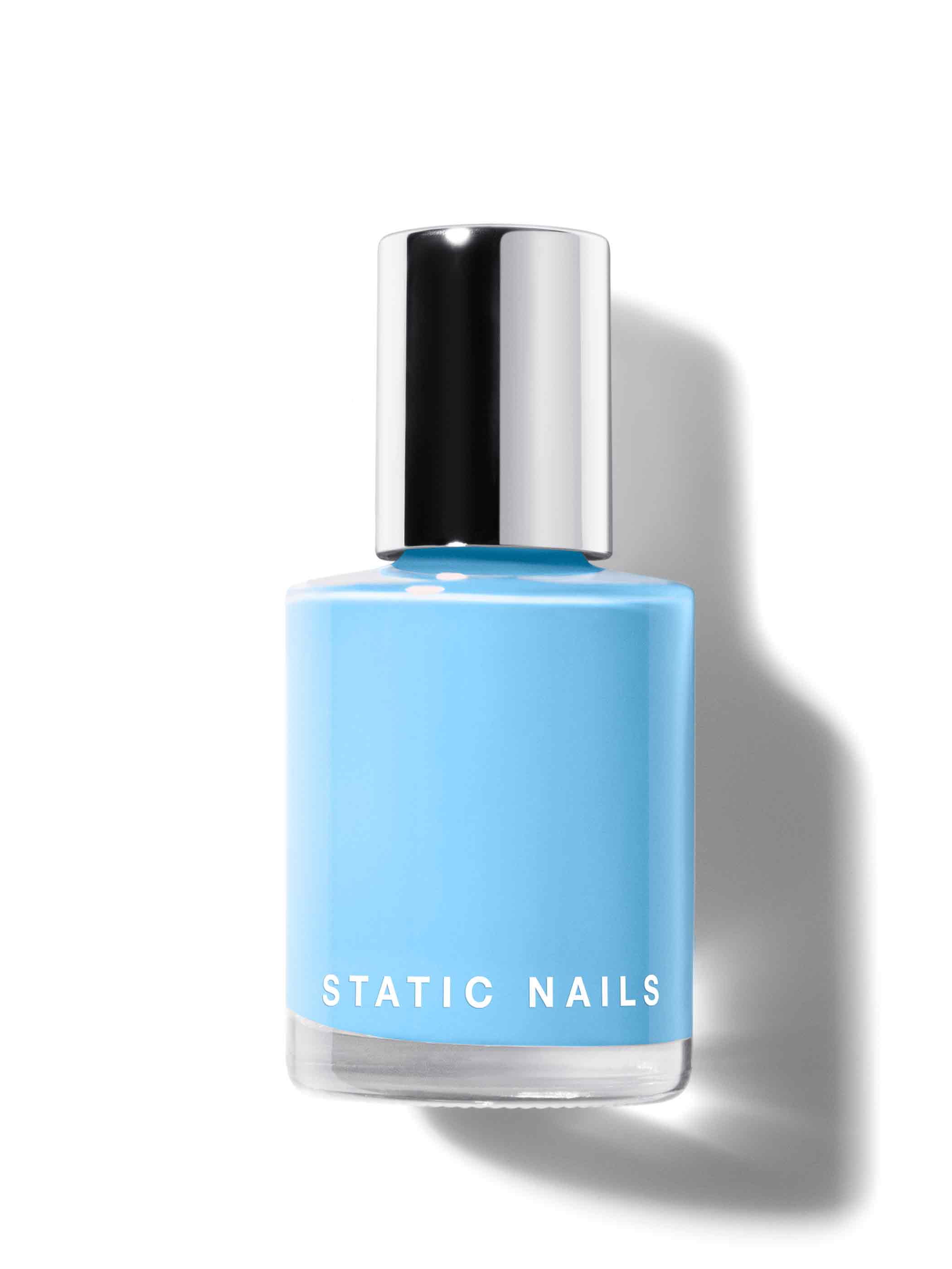 Neon pastel blue full-coverage nail polish