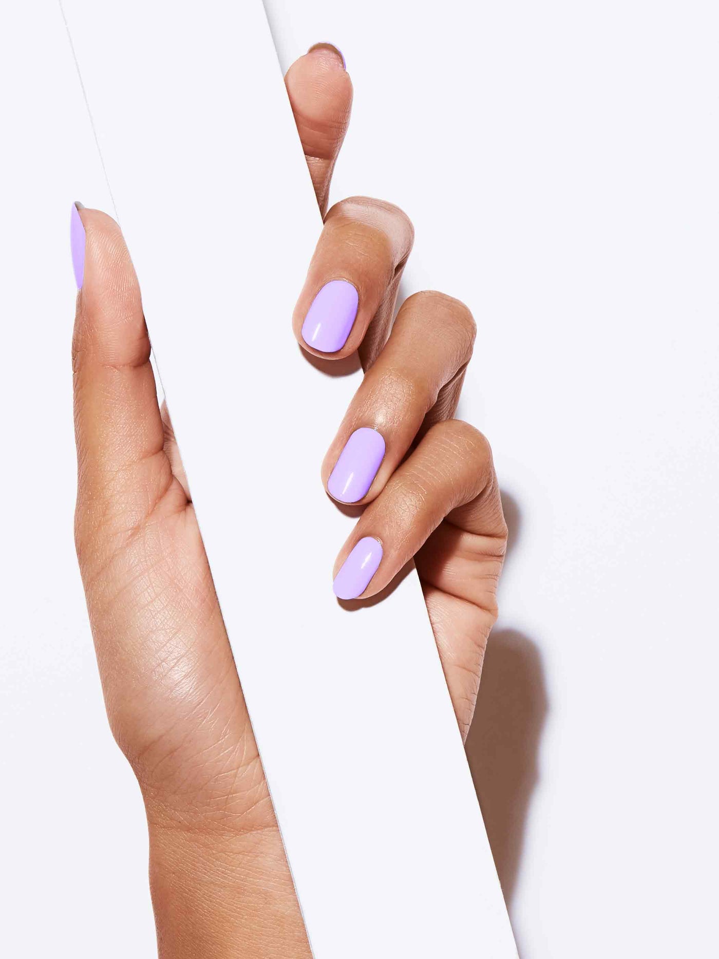 Neon pastel purple full-coverage nail polish, Medium