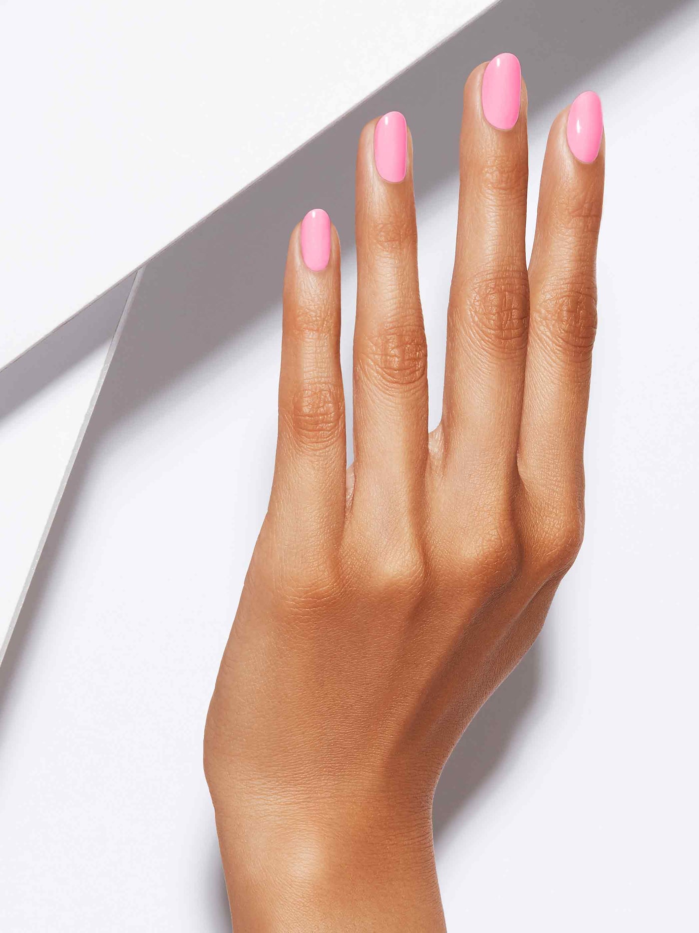 Neon pastel pink, full-coverage nail polish, Medium