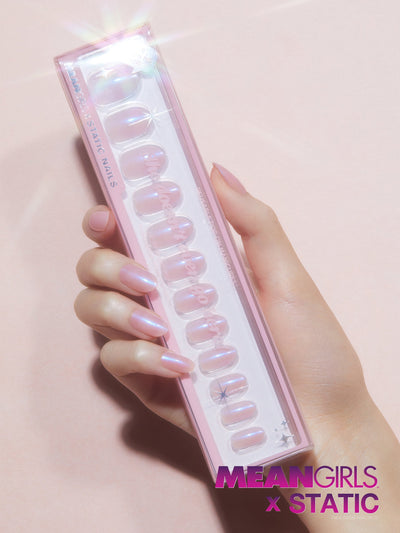 Light pink glazed nail with blue pink and purple flip