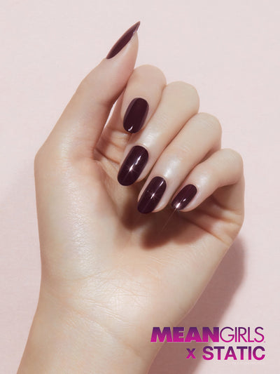 MEAN GIRLS X STATIC SHE RUINS PEOPLE’S LIVES.Dark purple black nail polish, Light,