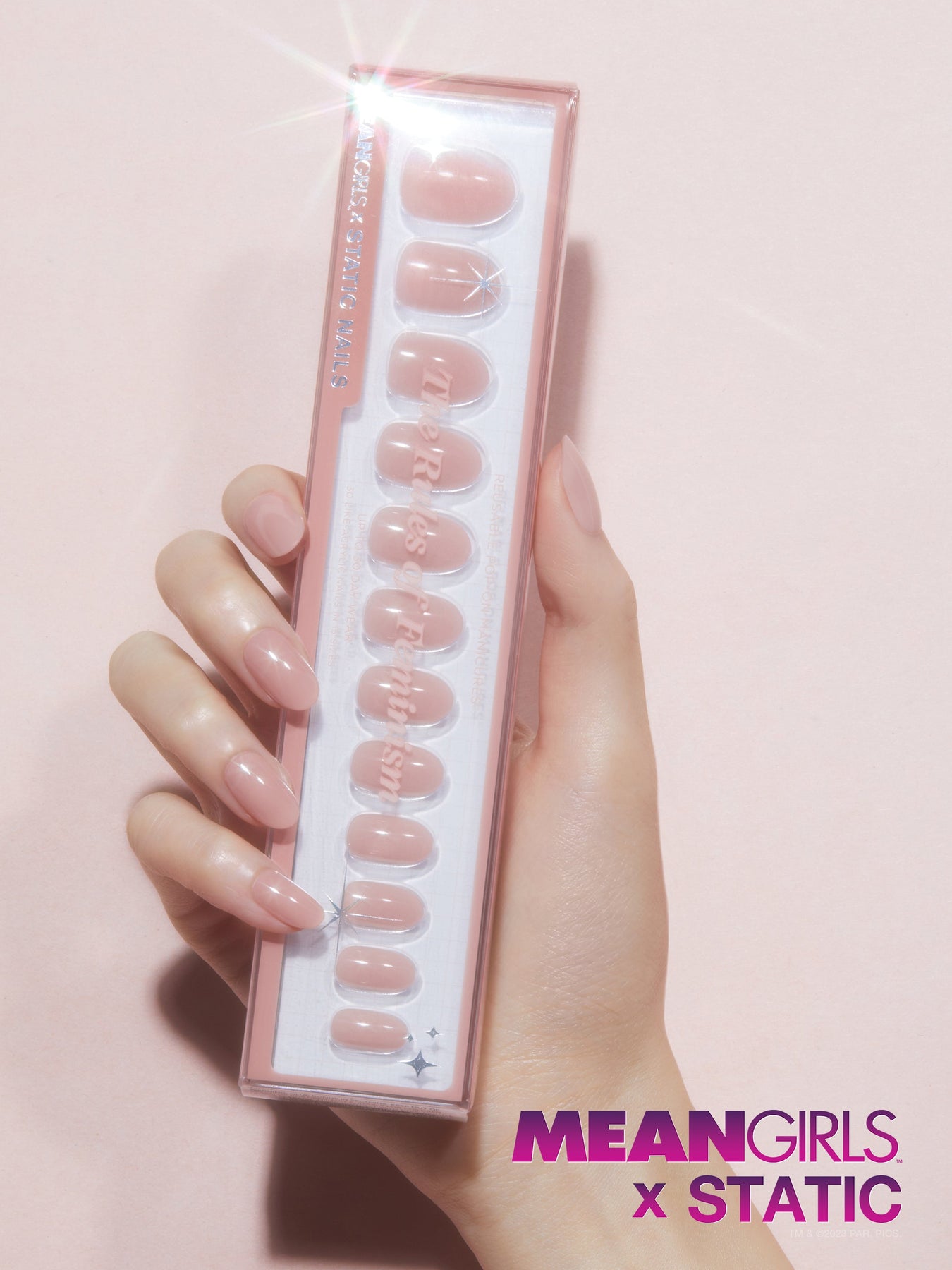 Multi AwardWinning Reusable PopOn Manicures® in Delicate Pink Short