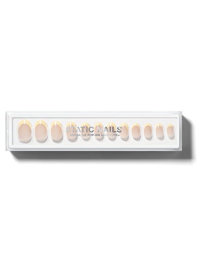 Nude base yellow french manicure in round shape,